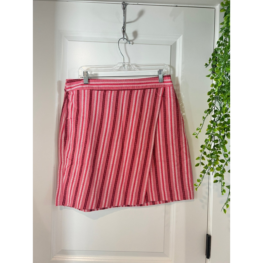 LOFT red stripe wrap style skirt 10 NWT